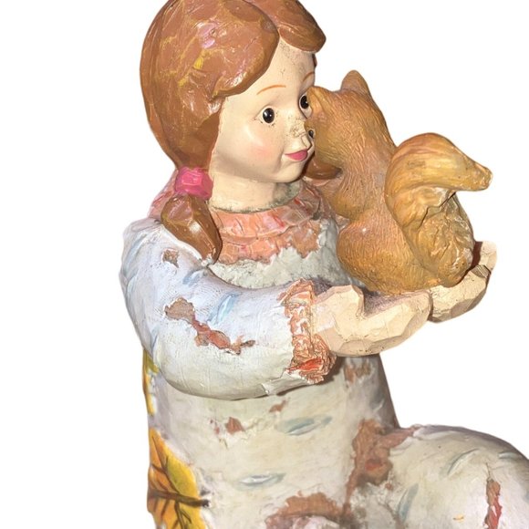 Fall Autumn Birch Tree Girl Angel Holding a Squirrel - Picture 7 of 12